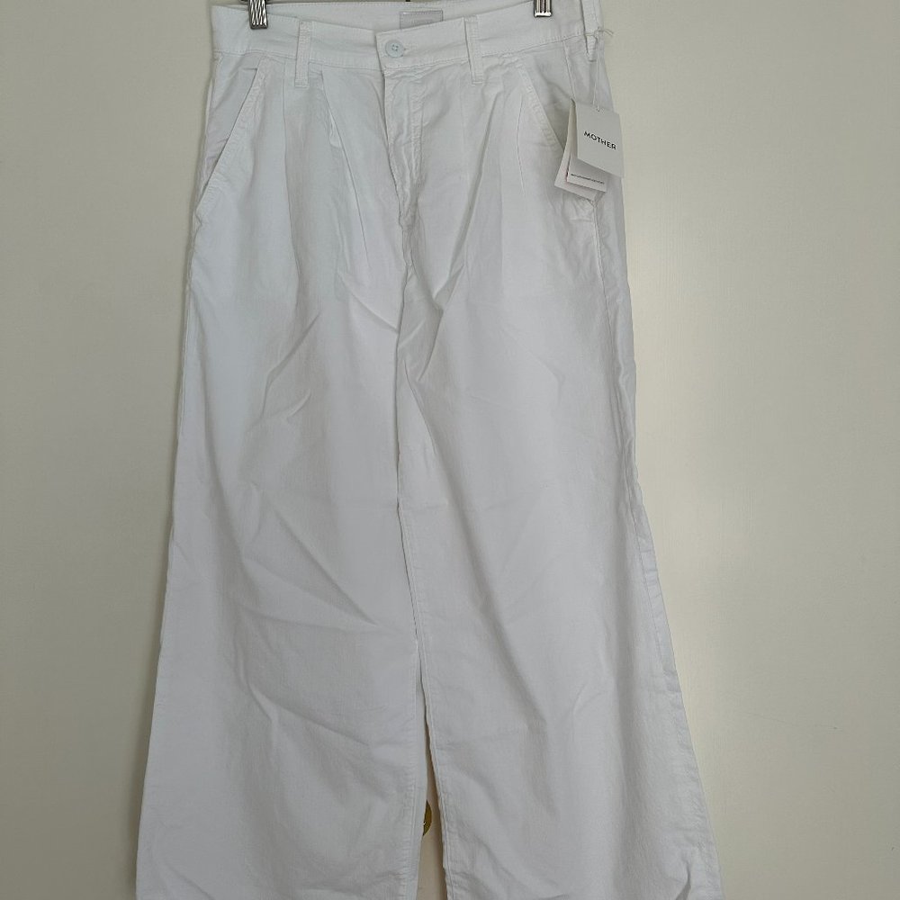 MOTHER pants- The Pouty Prep Crop Cuff in Breaking waves wash (white), Size 27